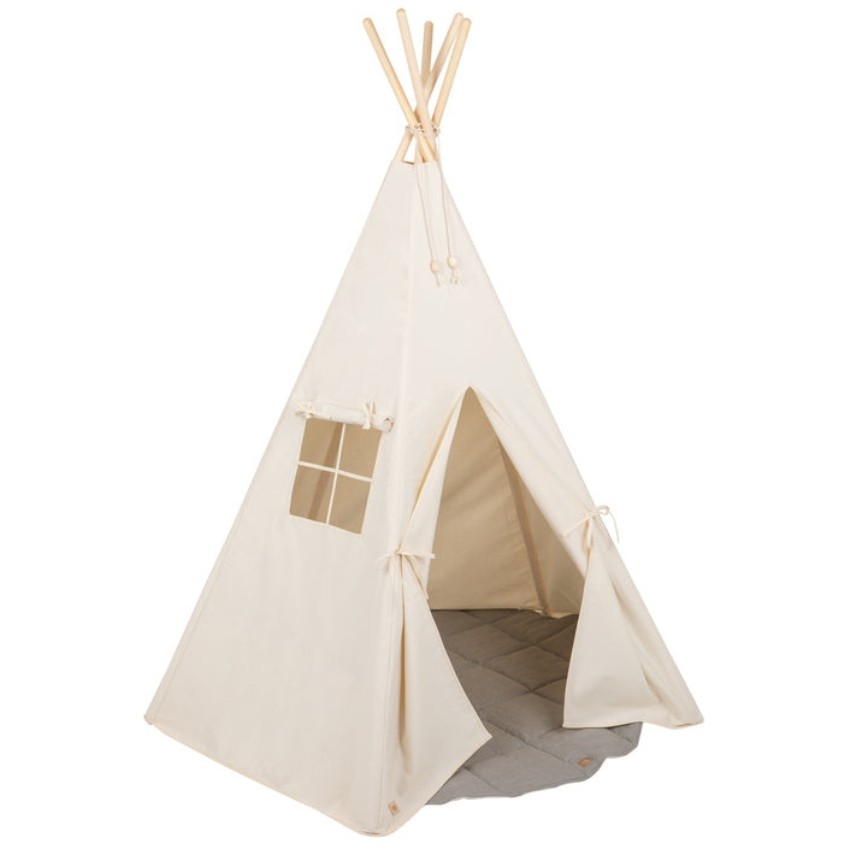 Moi Mili Béžový bavlněný teepee stan s podložkou Navajo 170 x 130 cm